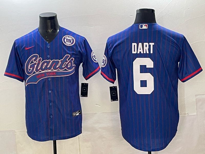 Men 2025 New York Giants #6 Dart Blue Joint Name Nike Limited NFL Jersey 013